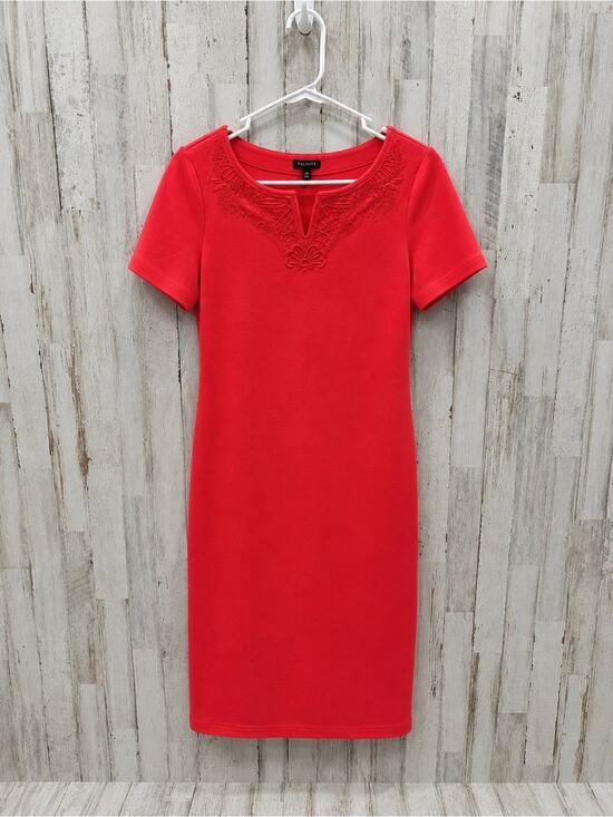 Talbots Dresses & Skirts - Talbots Bright Coral Floral Embroidered Midi Tshirt Dress XS Preppy Old Money